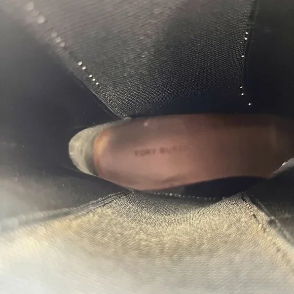 Tory Burch Women's Size 9 Benton Boot Vachetta Calf Heavy Boots In Ivory/Black - Picture 9 of 15